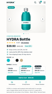 HYDRA — Premium One-Product Shopify Theme for Bottle, Drinkware & Wellness Brands